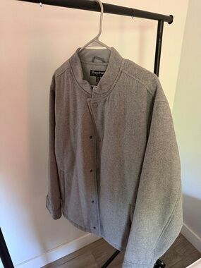 Gray Wool-Blend Bomber Jacket